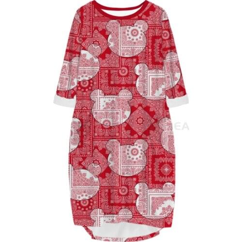 New Fashion Bandana 3D Print Long Paisley Pocket Loose Casual Robe Summer Dress Traf For Women V18