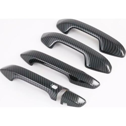 For Kia Seltos 2019 2020 New Carbon Fiber Chrome Car Side Door Handle Cover Trim with 1 hole