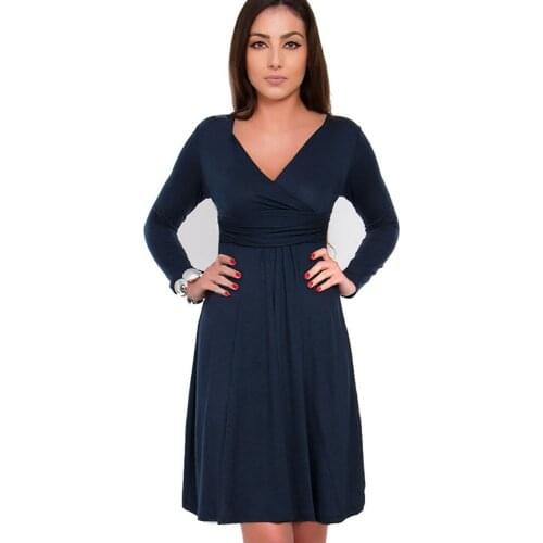 Bodycon V-neck Long Sleeve Knee-length New Fashion Hot Sale Women Spring Autumn Winter Party Cocktail Casual Dresses