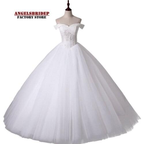 Charming Off-Shoulder Short Sleeves White Ball Gown Wedding Dress Lace Bodice Sweetheart Vestido De Noiva Formal Bride Dresses
