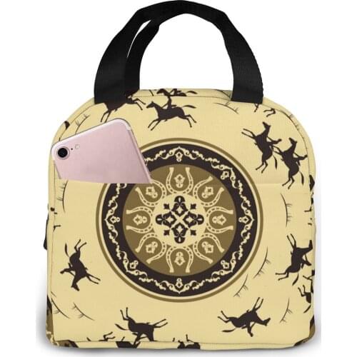 Horses Circle Cooler Lunch Box Portable Insulated Lunch Bag Thermal Food Picnic Lunch Bags