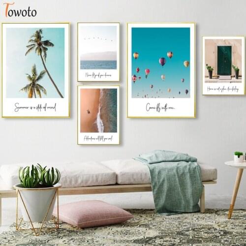 Landscape Canvas Painting Nature Wall Art Inspirational Quotes Posters Print Coastal Decorative Wall Pictures for Living Room