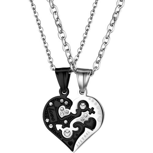 New lovers Trend Heart Shape Stainless Steel Suspension Pendant Necklace Romantic Men And Women Wedding Anniversary Gift