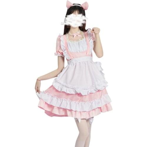 Sexy pure desire lace pink maid costume cosplay costume transparent chiffon cosplay anime uniform sexy cute suit