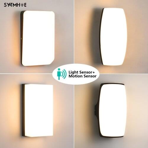 Modern Motion Sensor Led Outdoor Wall Light Waterproof Ip65 Dimming 3 Light Color Changeable Aluminum Front Porch Lamp Lighting