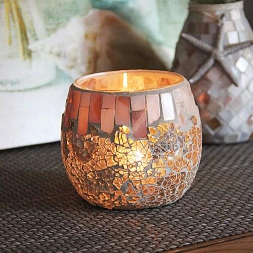 Shell light colored glass mosaic European candle holder DIY fragrant candle cup candlelight dinner decoration ornaments