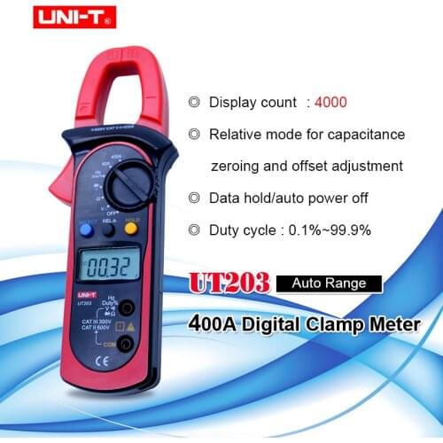 UNI-T UT203 Handheld Digital Clamp Multimeter Ohm DMM DC AC Current Voltmeter Multimeter Tester Meter