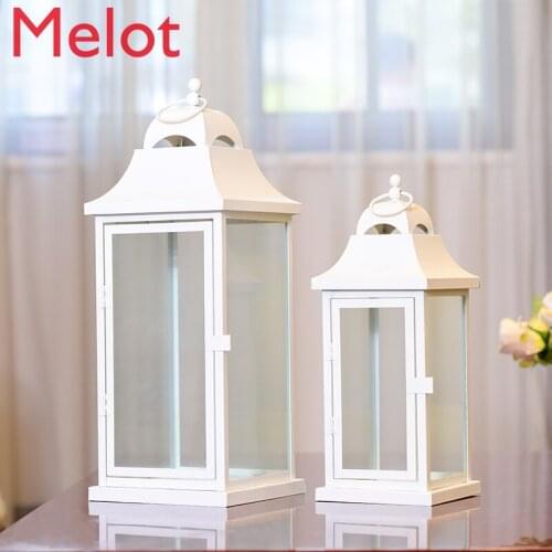 Retro Windproof Candle Holder White Metal Iron Nordic Outdoor Wedding Candle Holder Romantic Simple Luxury Candle Holder MM60ZT