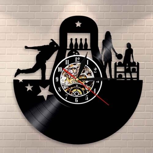 Bowling Club Wall Decor Vinyl Art Vinyl Record Clock Bowling Sports Wall Clock Personalized Bowlers Clock Bowling Lovers Gift