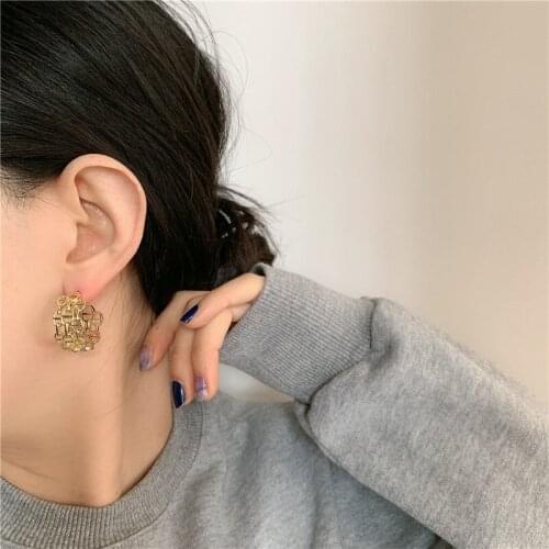 Vintage Metal Hollow Hoop Earrings for Women Goth Jewelry Geometric Multi Circle Earring Female Hiphop Brincos Wholesale 2021