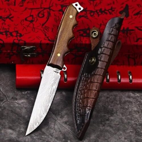 PEGASI Shadowwood handle G10 steel core 67 storey Damascus steel Straight Knife Jungle hunting knife outdoor tactical knife