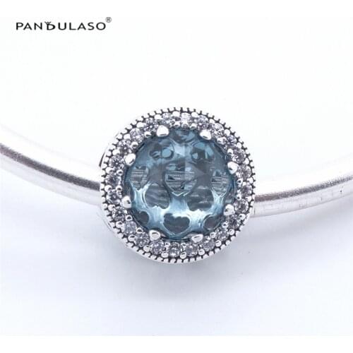 Female Fashion Jewelry Glacier Blue Radiant Hearts Beads Fits Charms Bracelets For Woman Sterling Silver Jewelry