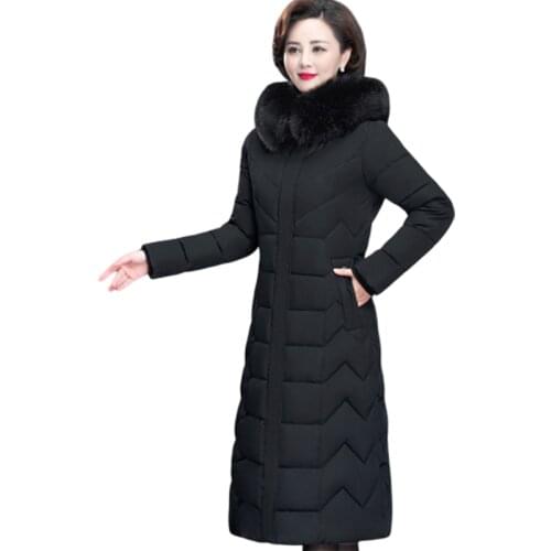 Winter Women Down Cotton Coat Long Down Cotton Onercoat Mother Clothing Plus Size Thicken Overcoat Down Parka Coat Female Jacket