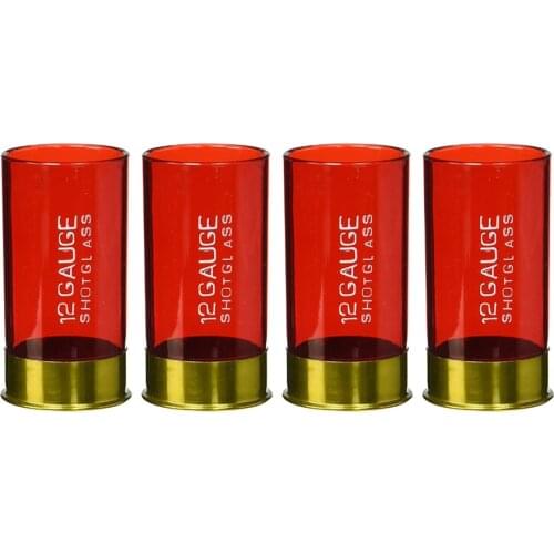 12 Gauge Plastic Shot Glass Red For Party Pack Of 4