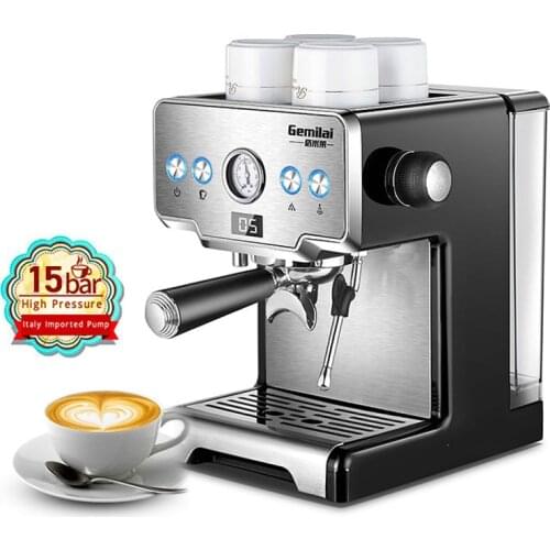15 Bar Italian Coffee Machine Semiautomatic Stainless Steel Steam Milk Frother Espresso Coffee Machine Commercial Cofee Maker