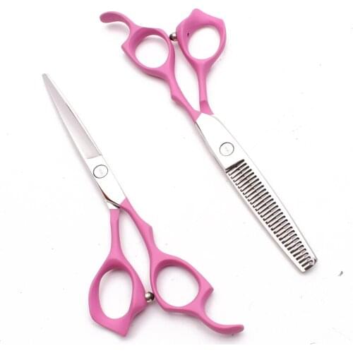 2Pcs C1124 6.0" Customized Logo Elastic Handle Professional Hairdressing Scissors Thinning Shears Cutting Scissors Hair Scissors