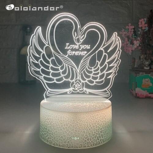Swan I LOVE YOU 3d Night Light Heart Led Touch Switch Colorful Atmosphere for Home Decoration Light Table Lamp Bedside Lantern