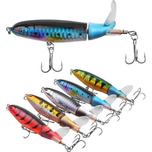 5pcs 10.3cm Topwater Bait Fishing Lure Floating Pencil Hard Bait Wobbler Rotating Tail Artificial Saltwater Lures