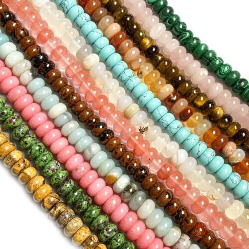 67Pcs Natural Stone Beads Abacus Semi-precious Punch Loose Beads For Jewelry Making DIY Necklace Bracelet Anklet Accessory