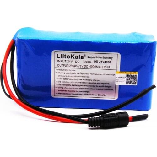 LiitoKala 7S2P 24V 4Ah 18650 Battery pack 29.4V 4000mAh Rechargeable Battery Mini Portable Charger For LED/Lamp/Camera