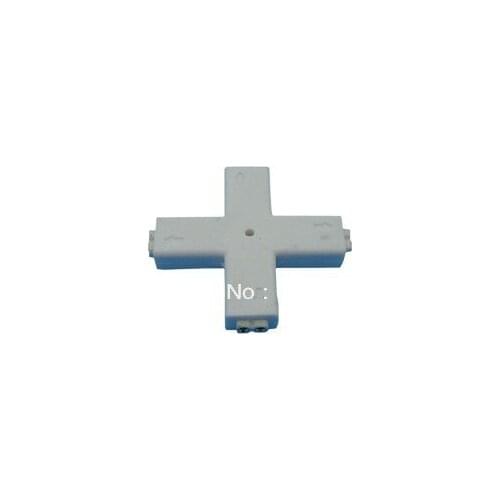 Free shipping 20pcs lot 2 pin cross shape female connectors for led strip light 5050 & 3528 single color, free of soldering
