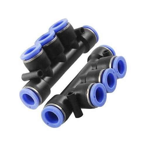 Pneumatic 5 Way 12mm to 12mm One Touch Quick Fittings 2 Pcs