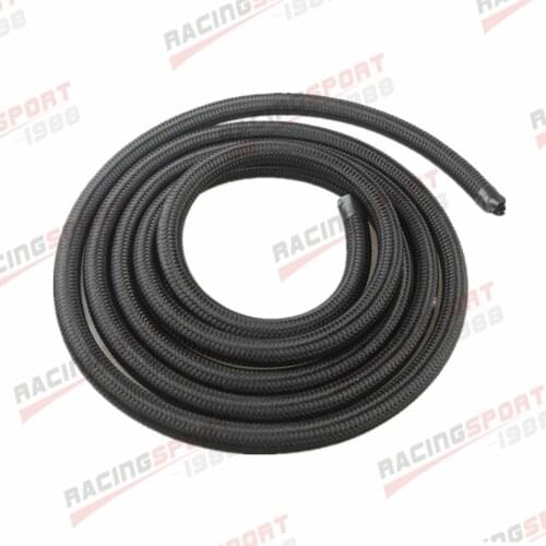 Black Nylon Cover Braided 1500 PSI 6AN AN6 Oil Fuel Gas Line Hose 3M(9.8FT)