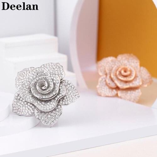 Deelan Wholesale Noble Rose Gold Color-figer rings Charming Zircon Crystal Ring Fashion Jewelry For Women Ladies Girls Women