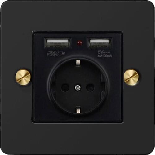High Quality 86 Type Retro Electrical Outlet EU Standard Wall Electrical Socket Stainless Steel Panel Pop Socket Usb Outlet