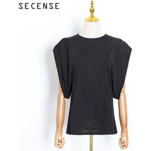 Shirts For Women Minimalist Loose T Shirt Black O Neck Sleeveless Casual T Shirts Female Clothes 2021 New Tide Summer Fashion