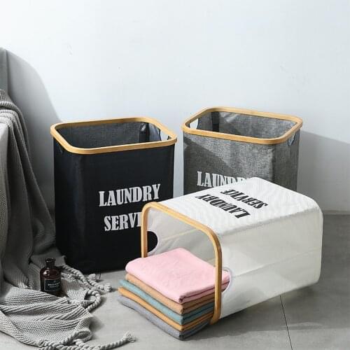 Square bamboo basket storage basket folding laundry basket fabric laundry basket storage barrel