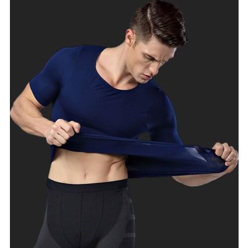 Summer Men Short Sleeve Body Shapers Slimming Compression tshirts waist corsets underwear Breathable Mesh Traning T Shirt