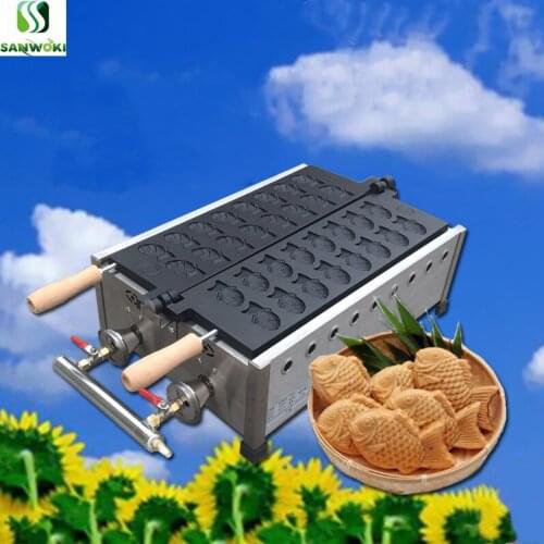 16pcs LPG gas taiyaki machine mini fish waffle maker fish shaped waffle cake making machine ice cream filling taiyaki baking pan
