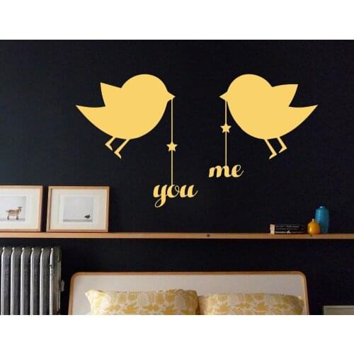 Cute Little Poult Art Silhouette Wall Mural Home Children Bedroom Sweet Loving Decor Vinyl Wall Sticker Hanging You And Me WM605