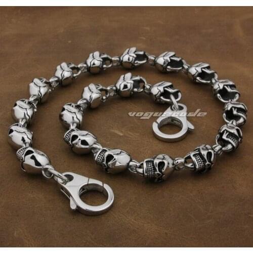 14" ~ 36" 316L Stainless Steel Skull Mens Biker Rocker Punk Wallet Chain 5L018WC