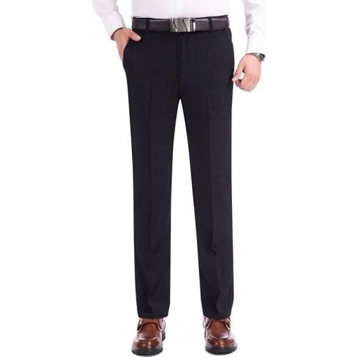 Men Suit Pants Fall Fashion Business Casual Long Pants Bridegroom Suit Pants Wedding Plus Size Elastic Straight Formal Trousers