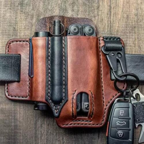Men Multitool Sheath EDC Pocket Organizer with Key Holder for Belt and Flashlight Sheath Multitool Pouch for Camping
