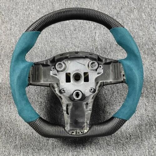 Refit Carbon fiber Alcantara Leather steering wheel For Tesla Model 3 Model Y 2017 2018 2019 2020 2021