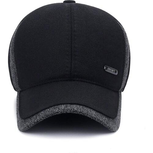 New Winter Ear Cotton Cap for Mens Cold and Warm Baseball Cap for Mens Middle-aged and Old Peoples Thickened Hat in Winter