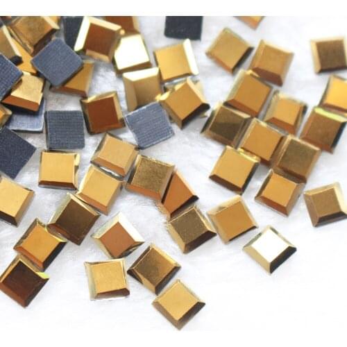 New 6x6mm 200pcs/lot Gold Square Hot Fix Rhinestones Strass Crystal Rhinestones Trim Flatback Stones and Crystal Craft