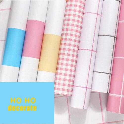 Wallpaper Self-adhesive Peeling Sticky 10m Bedroom Dining Pink Brick Stripe Room Decoration Student Sticker Plaid Stripe PVC
