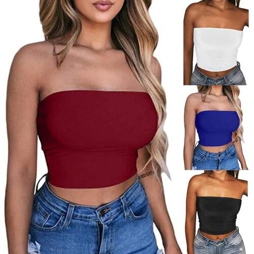 Solid color Tube Tops Women summer sexy Strapless Tops Elastic Boob Bandeau Bra Lingeries Women Strapless Crop Top tube top