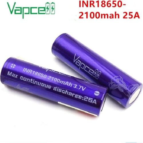 Original Vapcell lithium battery 18650 2100mah 25A 3.7V rechargeable Li-ion battery for flashlight mod batteries