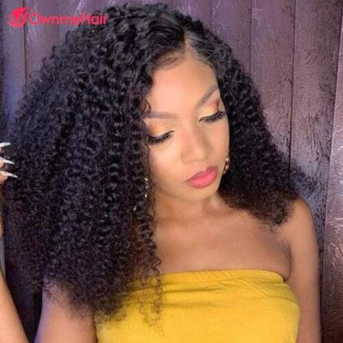 13x5x2 Kinky Curly Lace Front Human Hair Wig Short Bob Lace Wig Brazilian Virgin Hair For Black Women Pre Plucked 180 Density