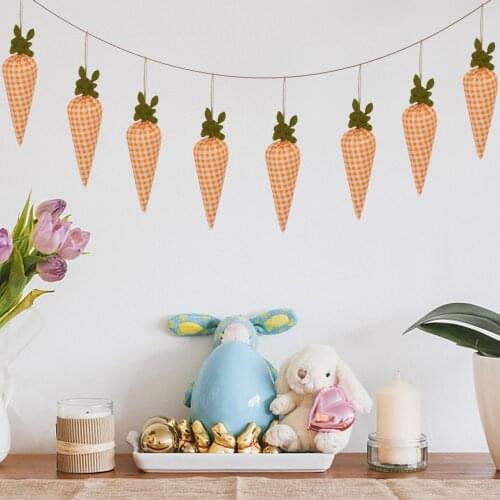2 Meters HAPPY EASTER Banners Colorful Carrot Pattern Bunting Garland Carrot Banner For Easter Decorations Home Party Decor