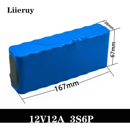 Liieruy 12v 12Ah Battery Camera Battery Rechargeable Li-ion Charger BMS Electric Bicycle and Charger