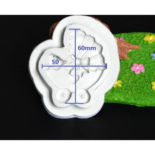 Food Grade Baby carriage Shape Fondant Cake Decoration Silicone Mold For Baby Birthday