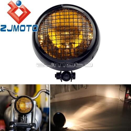 Motorcycle Custom 5.75" Retro Headlight Mesh Grill Fit Old School Cafe Racer Vintage Retro Grille Headlight