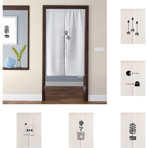 Cartoon Cotton Linen Hanging Cloth Curtain Bedroom Kitchen Door Curtain Non Perforated Showe Toilet Partition Tube Curtain