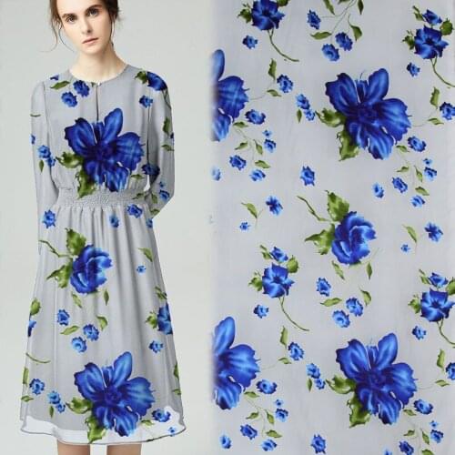Silk burnt-out fabric silk blended fabric blue floral design pure silk bottom,SBO087